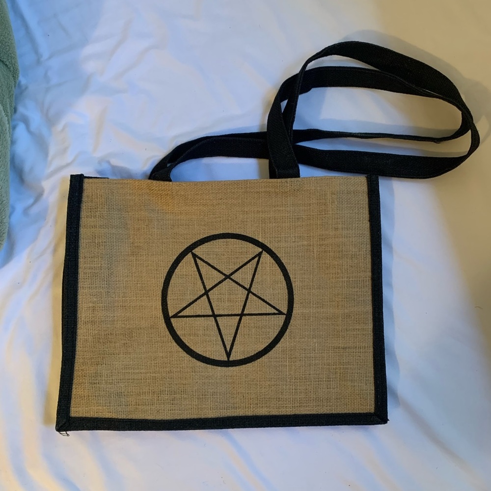 pagan, pentagram? star tote bag